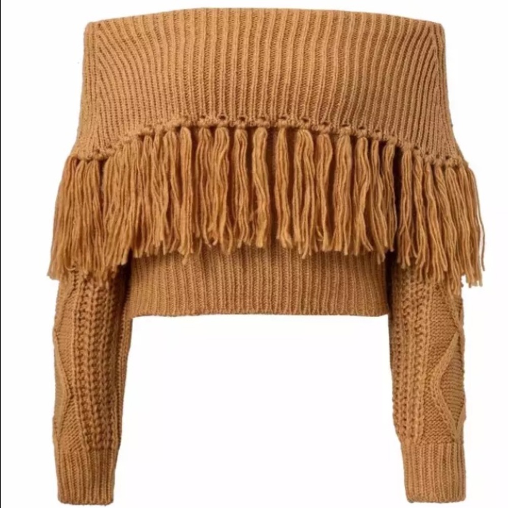 NEW! Off The Shoulder Fringe Sweater - Picture 3 of 6
